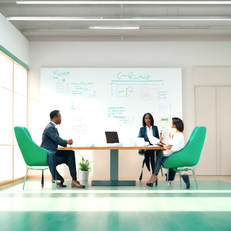 قادة يناقشون رؤية مؤسسية في بيئة تفاعلية